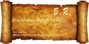 Backhaus Renátó névjegykártya